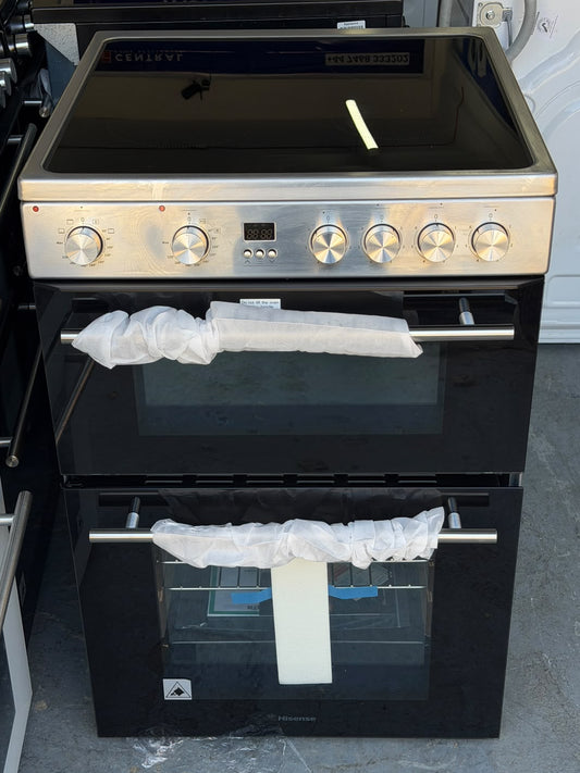 Hisense HDE3211BXUK 60cm Double Oven Electric Ceramic Cooker - Unused Grade A - Stainless Steel