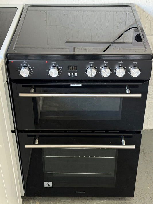 Hisense HDE3211BBUK 60cm Double Oven Electric Ceramic Cooker - Unused Grade B - Black