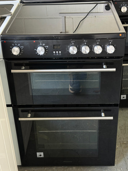 Hisense HDE3211BBUK 60cm Double Oven Electric Ceramic Cooker - Unused Grade A - Black