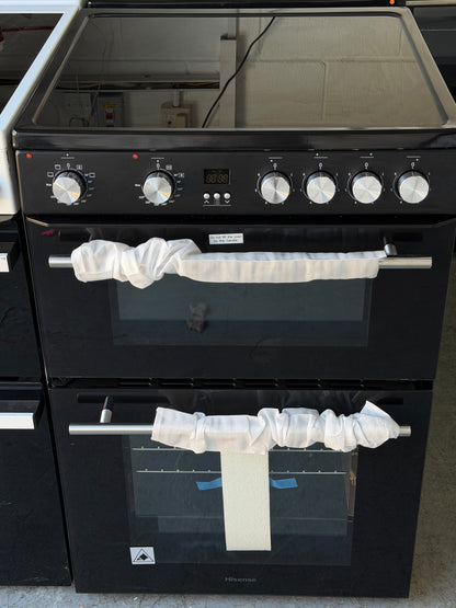 Hisense HDE3211BBUK 60cm Double Oven Electric Ceramic Cooker - Unused Grade A - Black