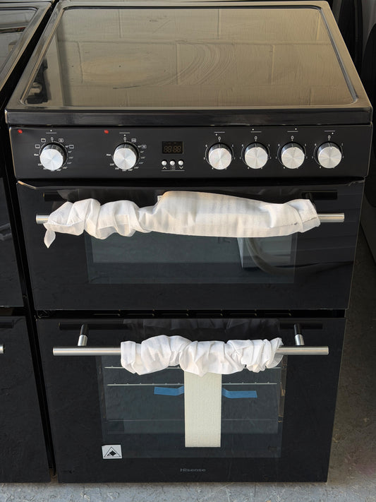 Hisense HDE3211BBUK 60cm Double Oven Electric Ceramic Cooker - Unused Grade B - Black
