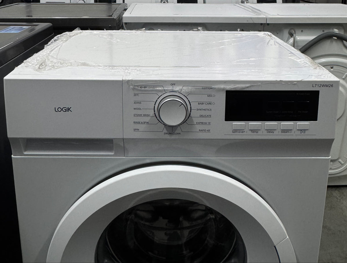 Logik L712WM26 7kg 1200RPM Washing Machine – Unused Grade A – White