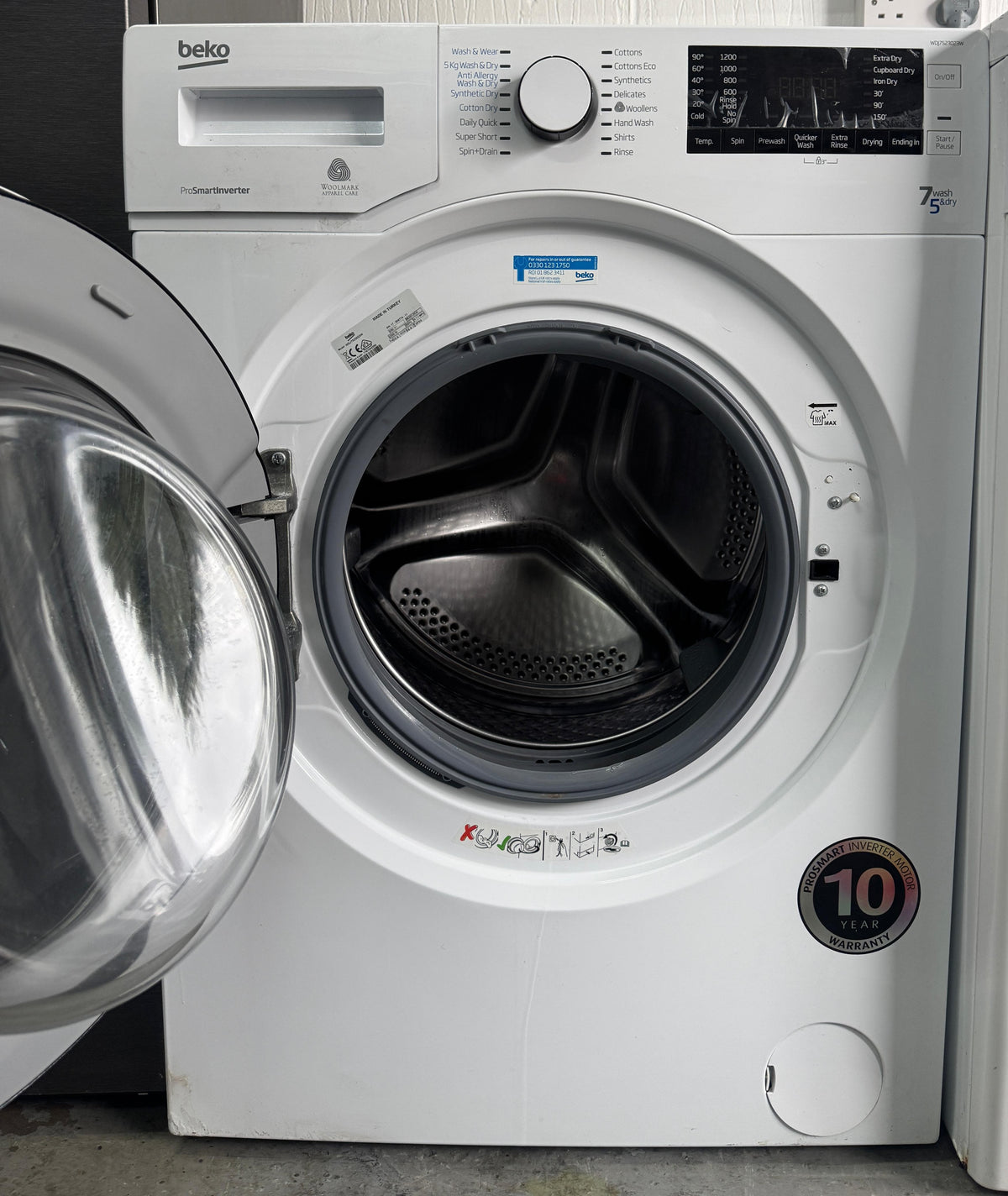 Refurbished Beko WDJ7523023W 7kg/5kg 1200RPM Washer Dryer – White
