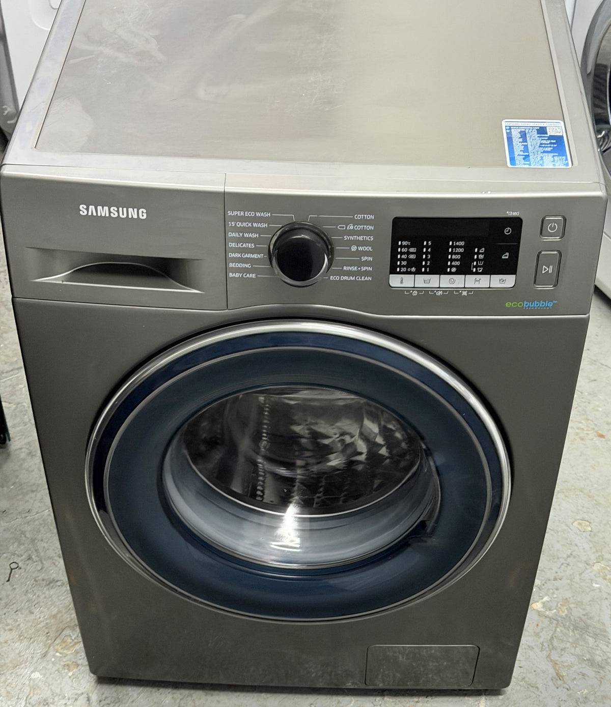 Refurbished Samsung WW80J5555FX 8kg 1400RPM Ecobubble Washing Machine – Graphite