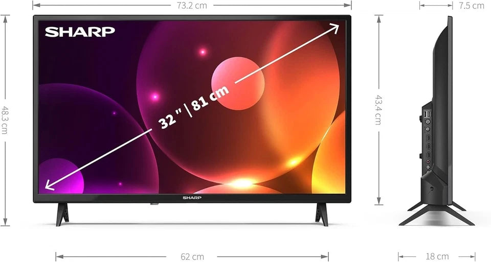 Refurbished SHARP 1T-C32FA2KF2NB 32" 720p HD Ready LED TV with Freeview HD